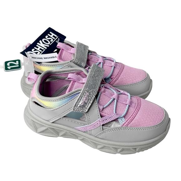 NEW OshKosh B Gosh Toddler SHOES Girls 12 Play Sandals Pink Silver Glitter NWT - Picture 2 of 13